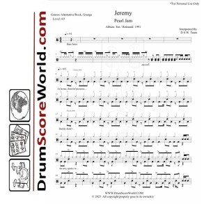 Pearl Jam - Jeremy | Drum Sheet